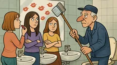 Vtip: Dievčatá bozkávajú zrkadlo na WC