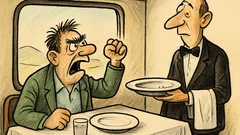 Vtip: V jedálenskom vozni sa rozčuľuje cestujúci