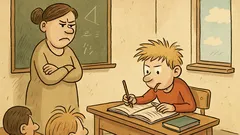 Vtip: Učiteľka píše poznámky do žiackej knižky