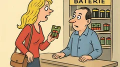 Vtip: Blondínka v obchode: „Baterky nepíšu!“