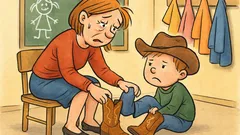 Vtip: Pani učiteľka obúva kovbojské topánky