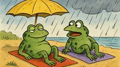 Vtip: Dve žaby sa opaľujú, keď začne pršať