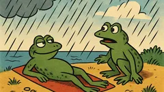 Vtip: Dve žaby sa opaľujú, začne pršať