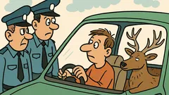 Vtip: Policajti zastavia vodiča s jeleňom
