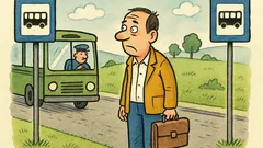 Vtip: Autobus príde vždy, keď si medzi zastávkami